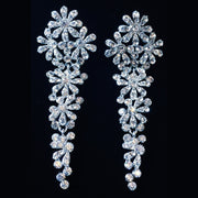 Earring use Swarovski Crystal Dangle Drop Wedding Bridal Rhodium Clear Silver Flower, Dangle/Drop Earring - MOGHANT