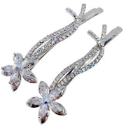 Flower Bobby Pin Swarovski Crystal silver base clear, Bobby Pin - MOGHANT