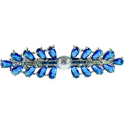 Petals Pearl Barrette Handmade use Swarovski Crystal silver base Blue, Barrette - MOGHANT