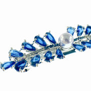 Petals Pearl Barrette Handmade use Swarovski Crystal silver base Blue, Barrette - MOGHANT